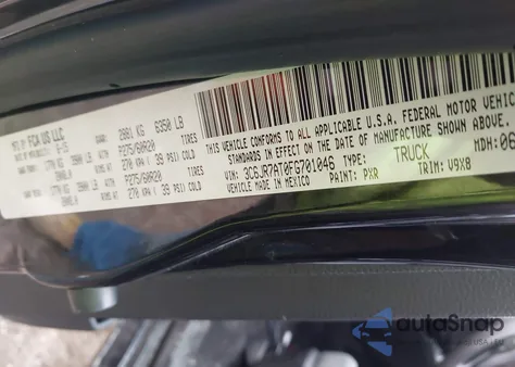 2015 Ram 1500 Express z USA, uszkodzony, nr VIN 3C6JR7AT0FG701046